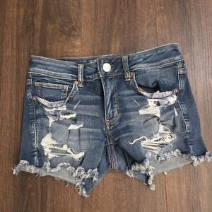 American Eagle Outfitters Distressed Blue Denim Shorts